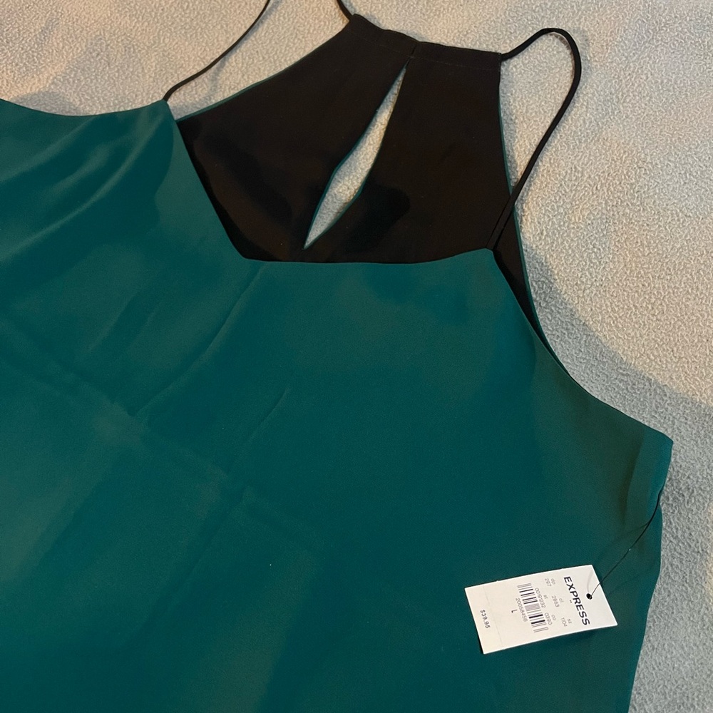 Express Green Asymmetrical Cut Out Halter Top